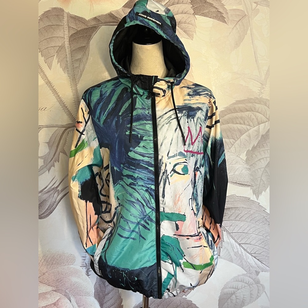 BASQUIAT X MEMBERS ONLY HOODED JACKET SZ M COLORFUL ZIP POCKETS WINDBREAKER - Picture 5 of 11